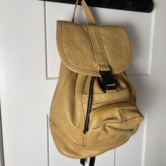 Soft Leather 90s Drawstring Backpack in Camel - Picture 2 of 11